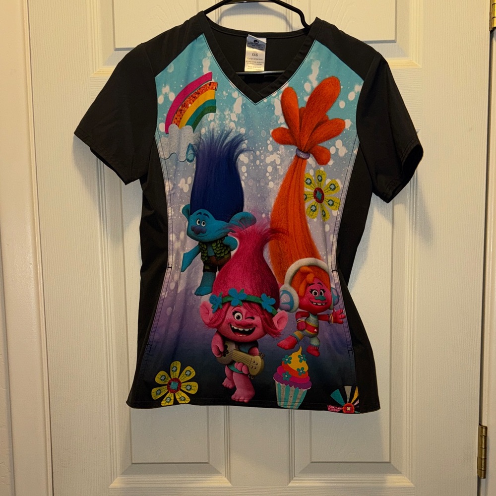 Colorful Trolls Graphic V-Neck Top